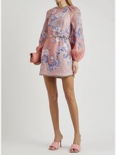 BNWT Zimmermann Postcard Mini Dress, Swirl Floral Swirl Coral, Size 0/ AU 8