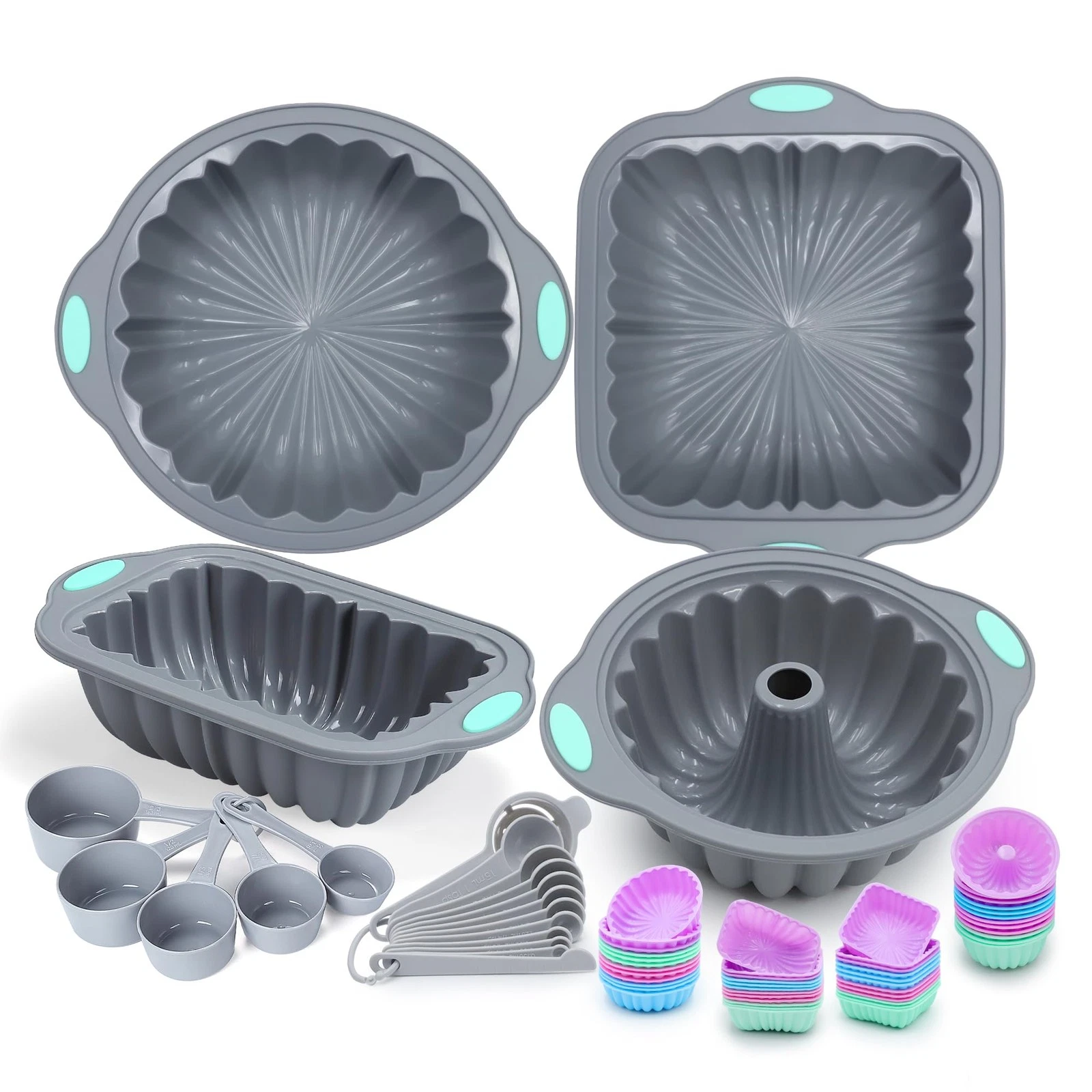 69 Pieces Silicone Baking Set, Non-Stick Bakeware Set with Cake Pans, Muffin ...