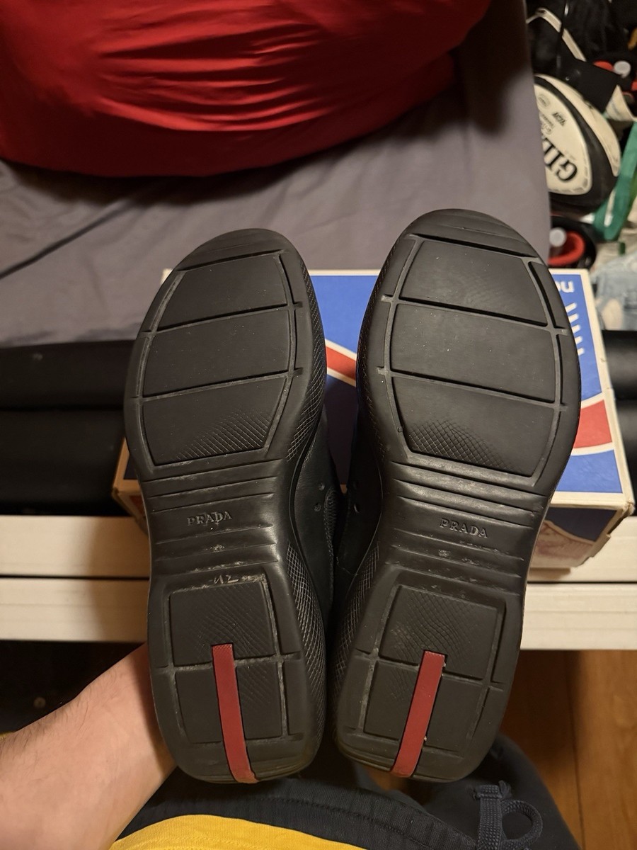 PRADA Men's Black Leather Lace Up Sneakers Size 11 | eBay