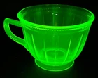 Federal Glass Colonial Fluted Rope Coffee Cup Uranium UV Glow | Vintage ca. 1930
