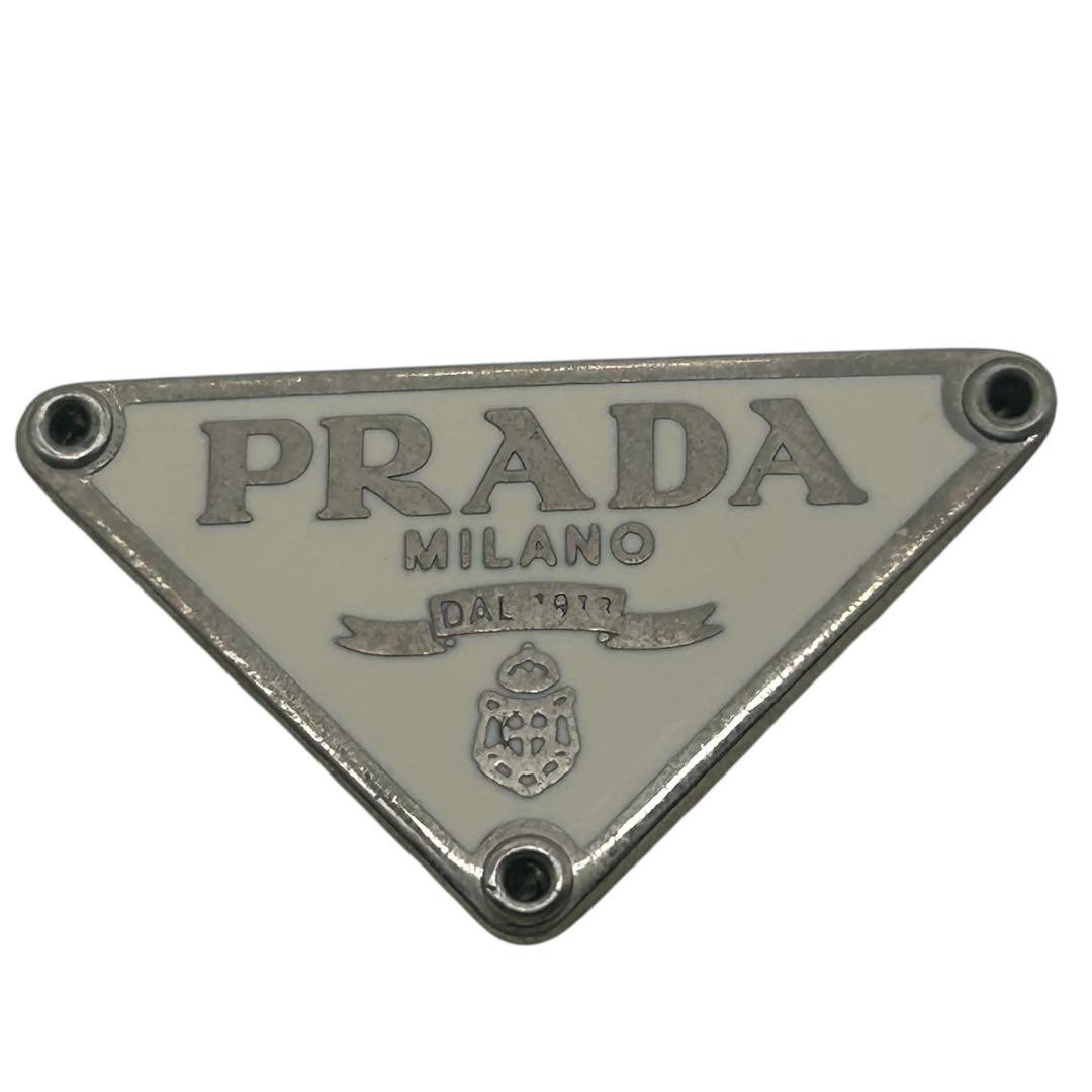 PRADA nylon pouch white triangular logo white sma… - image 10