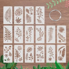 YOUYIDUN-16 Pcs Leaves Plants Stencils Templates for Painting, Reusable Leaf... 