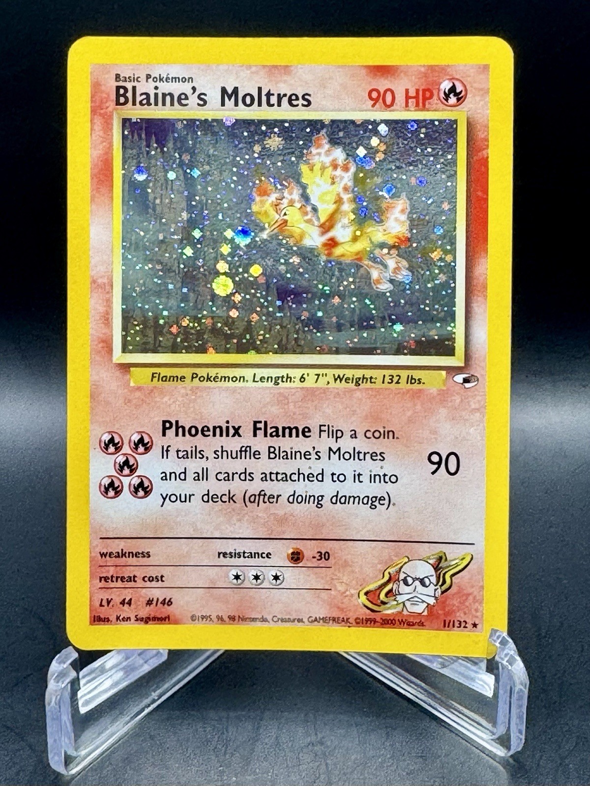 Blaine's Moltres 1/132 Gym Heroes Unlimited Holo Rare Vintage WOTC Pokemon TCG