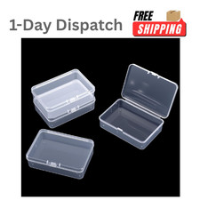 4 Pcs Small Plastic Box Mini Storage Containers with Hinged Lids Clear
