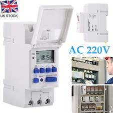 Programmable Digital LCD Time Relay Switch DIN Rail Control Timer (220V 15A) UK