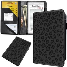 Best Server Book Organizer with Zipper Pocket PU Leather Restaurant Guest Check