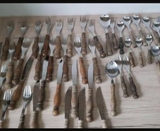 42teiliges WMF Burgund Bestevk Konvolut Holzgriff Alt