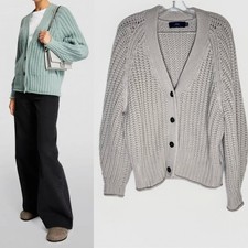  Arch4 Rotterdam Cashmere Cardigan Chunky Sweater Gray  Sz OS