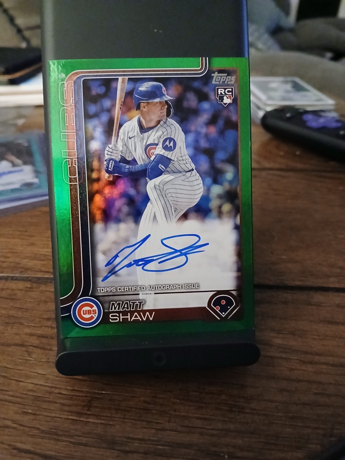 2025 Topps Chrome - Rookie Autographs Matt Shaw #RA-MS Green Foil /99 RC