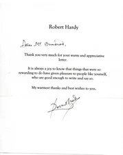 Robert Hardy Played Cornelius Fudge in Harry Potter Signed Letter Autographed