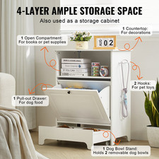 Pet Feeding Station with 2 Elevated Dog Bowls  Storage Cabinet for Small Dogs