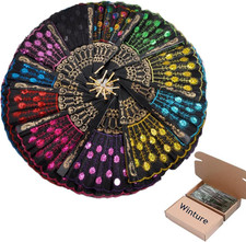 10 PCS Peacock Hand Fans, Spanish Folding Hand Fan, Flower Dancing Fans,Summer H