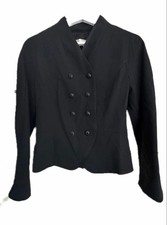 USED CHRISTIAN DIOR DOUBLE-BREASTED JACKET, SIZE 9, BLACK GOOD
