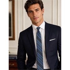 Polo Ralph Lauren Navy  Blue Striped 100 Cotton Classic Men's Neck Tie
