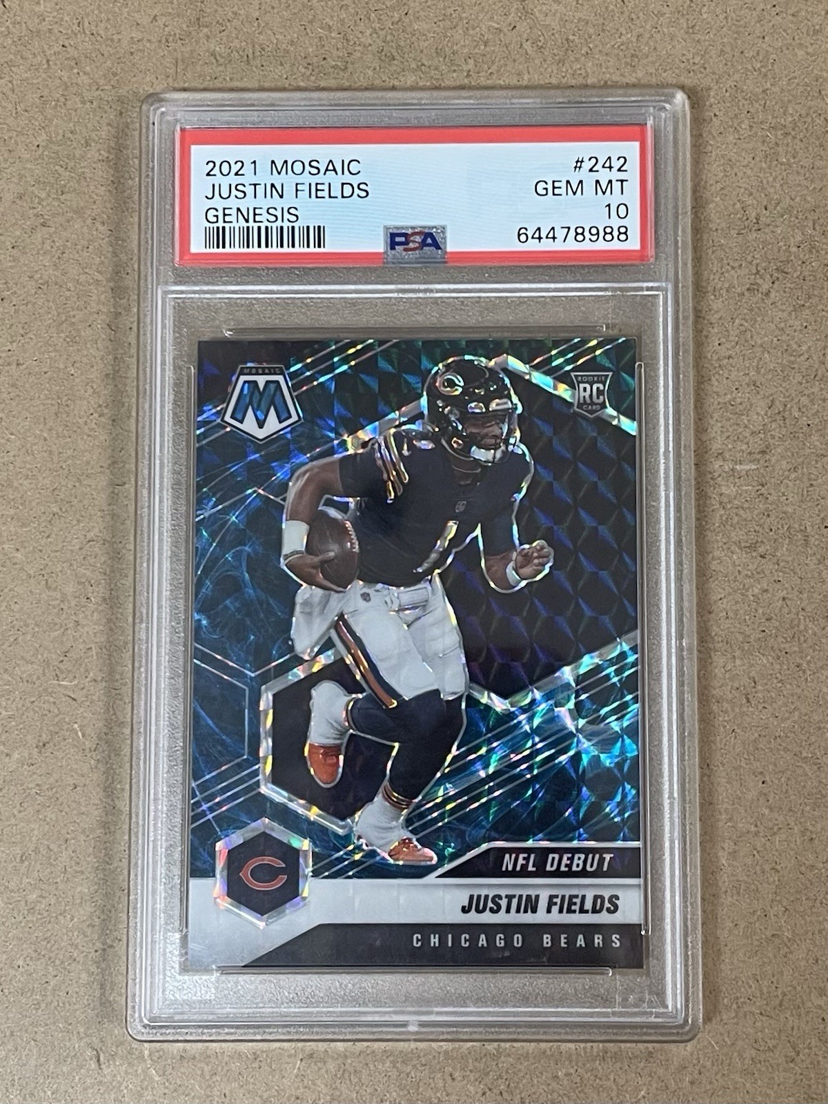 2021 MOSAIC NFL DEBUT - GENESIS #242 JUSTIN FIELDS PSA 10 GEM 💎 MT / SSP