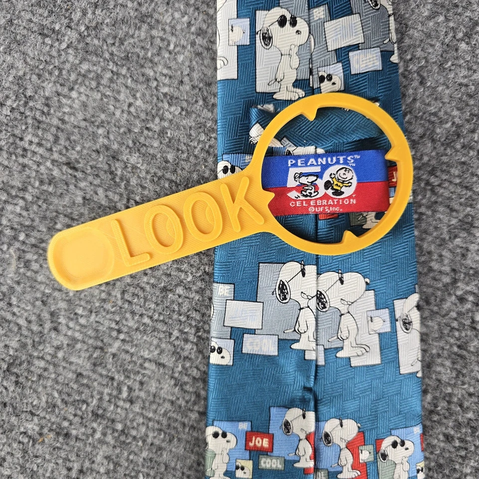 Corbata fresca vintage Peanuts 50th Joe azul Snoopy RN 73469 seda 3,5"x59" UFS Inc Foto 2 de 4