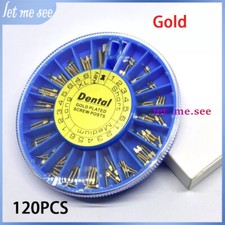 Dental Screw Post Gold Kit Plated 120PCS Conical Kit Root Canal Pins + 2PCS Key