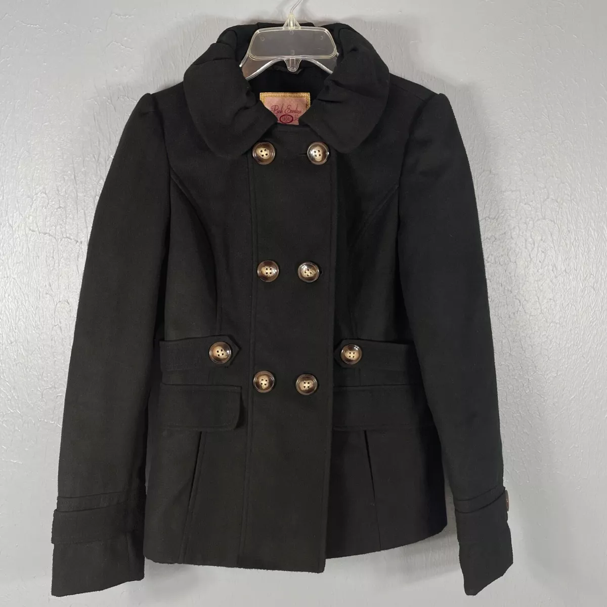 PINK ENVELOPE Womens M Long Sleeve Button Front PeaCoat Jacket