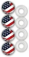 Chrome Fastener Caps USA American Flag License Plate/Frame Car/Motorcycle cover
