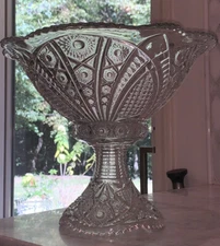 Vintage Pressed Glass Punch Bowl W/ Removable Pedestal Base 2pc 12”Diam Top 11”T