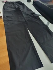 Ladies Cargo Trousers Size UK 6 Wide Leg Combat Black PRETTYLITTLETHING