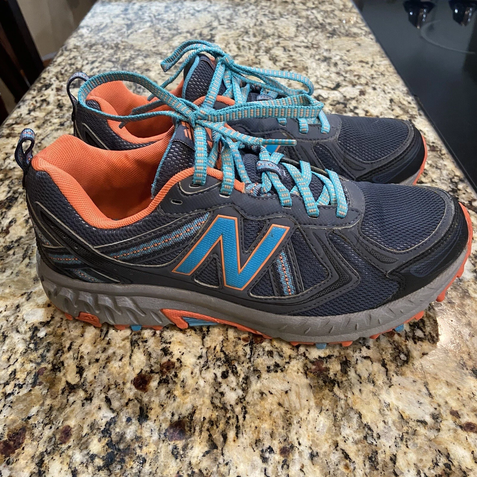 New Balance All Terrain Mens MT410CV5 Running Hiking Shoes Blue Gray Sz 8 D