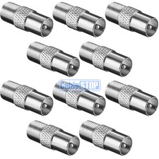 10 x MALE COAX to F TYPE FEMALE SOCKET TV Aerial Sky Connector Adapter
