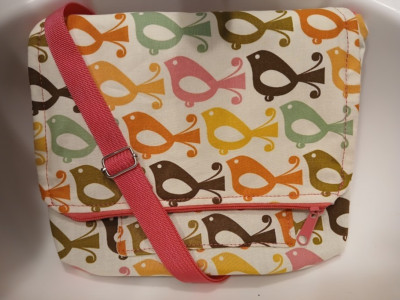 New Tropical Birds Crossbody Shoulder Bag Purse Flap top +Zip Pink Yellow  Green