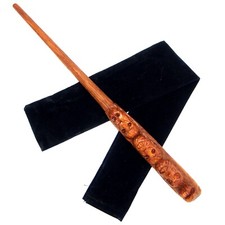 14" Hand Carved Dark Arts Mahogany Wood Magic Wand Wizard Wicca Pagan w/Free Bag