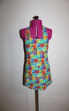 Handmade Girls Apron with Curved Hem, Lg Pocket, Neck Ties, Lined. 18" . A26-06