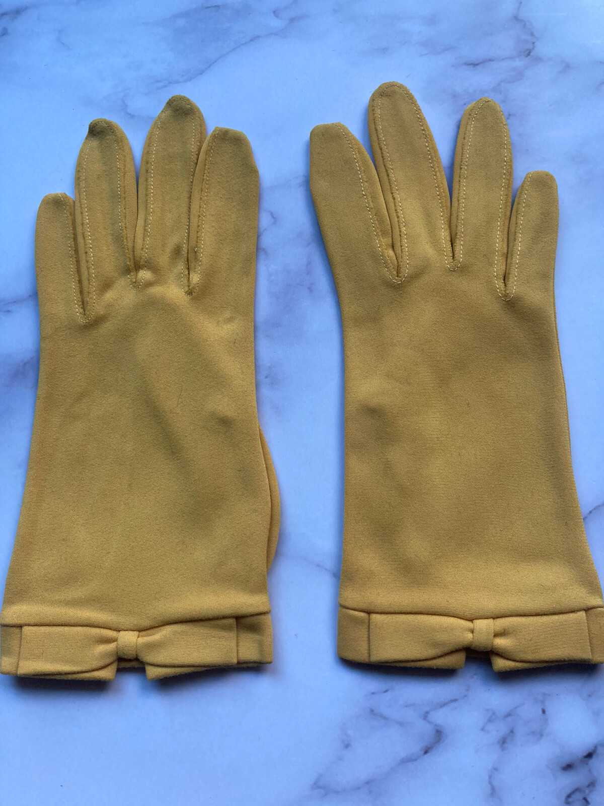 Vintage Mustard Yellow Meyers Make Gloves With Bows Gem