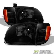 For Blk Smoke 2000-2004 Toyota Tundra Regula/Access Cab Headlights +Corner Lamps