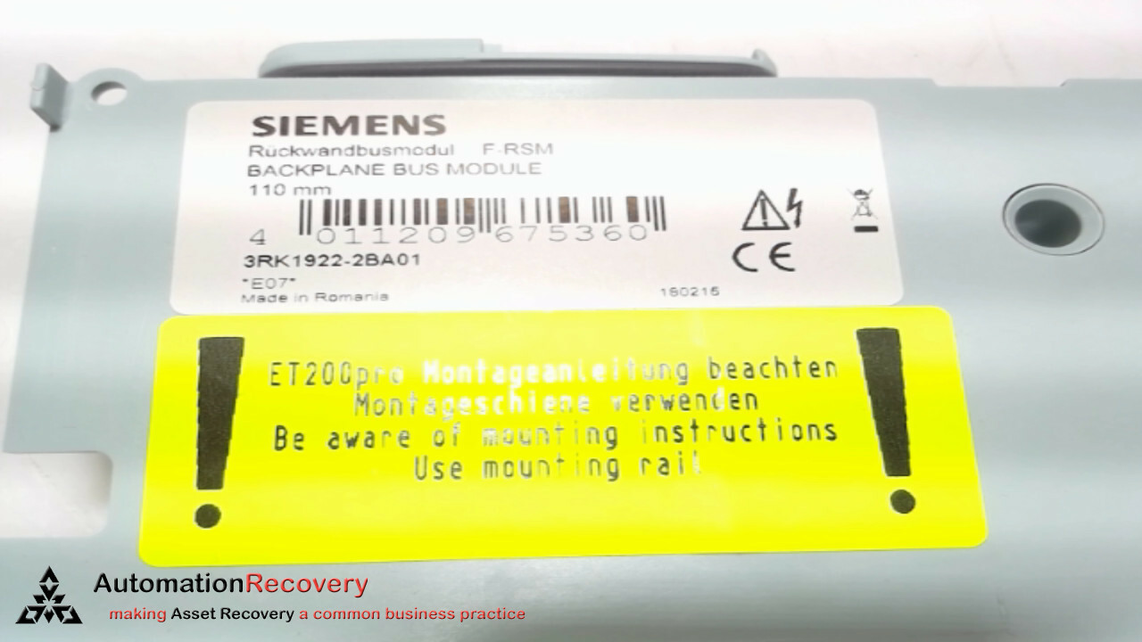 SIEMENS 3RK1922-2BA01 BACKPLANE BUS MODULE #266854 for sale online | eBay