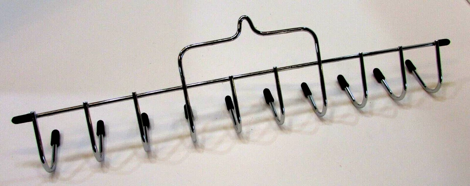 漂亮复古 1990 年代不锈钢十钩 14 英寸长壁挂皮带架 — 第 4/4 张图片