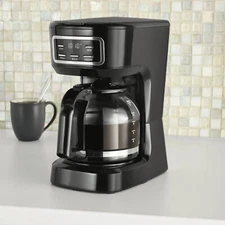 12 Cup Programmable Coffee Maker Machines Drip Coffee Maker Kitchen Black