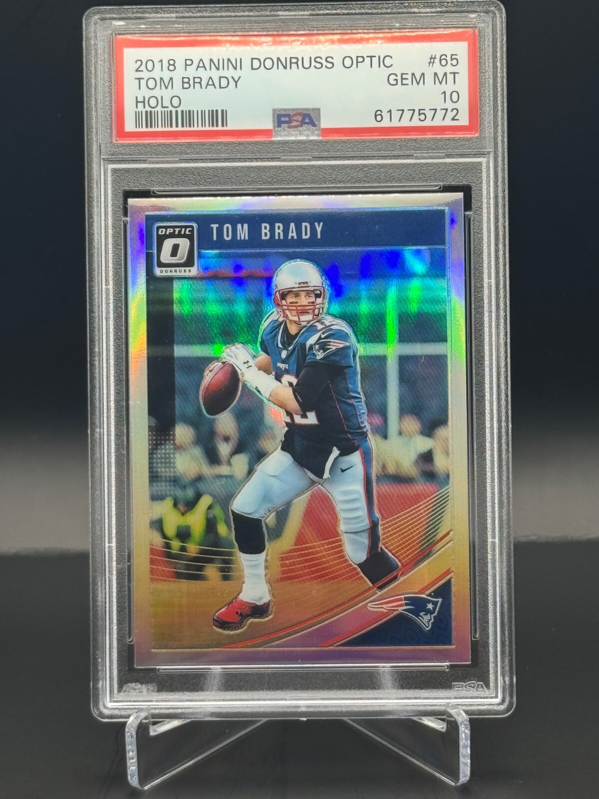 2018 PANINI TOM BRADY DONRUSS OPTIC HOLO PRIZM 65 PSA 10 GEM MINT  💎 🐐