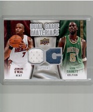 JERMAINE O'NEAL KEVIN GARNET DUAL JERSEY 2009 10 UD GAME USED BASKETBALL