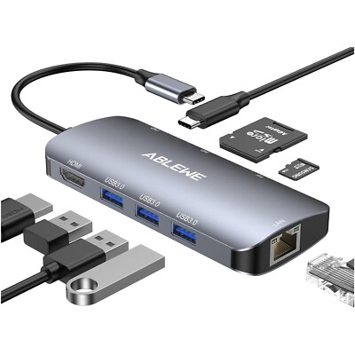 Hochgeschwindigkeits USB C Hub Adapter mit Ethernet, 4K HDMI und robustem Design