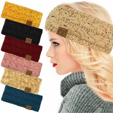 Women's Soft Winter Ear Warmer Cable Knit Headband Warm Headwrap