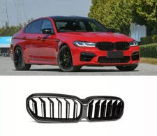 For BMW G30 G31 G38 F90 M5 21-2024 Real Carbon DOUBLE SLATS FRONT KIDNEY GRILLE