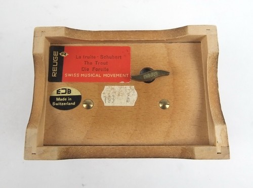 EJB Vintage Switzerland Reuge La truite-Schubert Wooden Music Box Tested Works - Foto 4 di 9