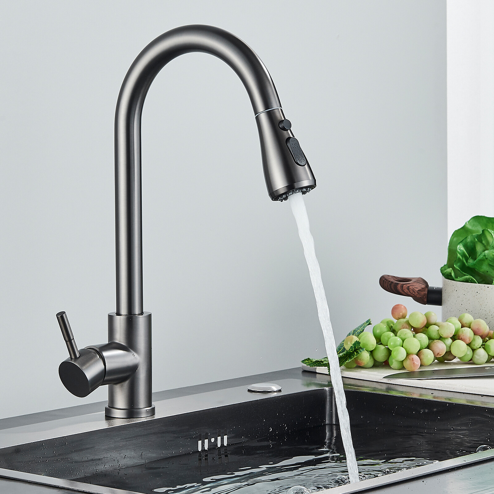 Stainless steel Kitchen Faucet Sink Mixer Faucet Pull Down Sprayer ...