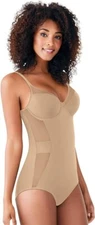 MAIDENFORM Body Shaper Firm Control Ultra Light Illusion Bodysuit 40C Nude New