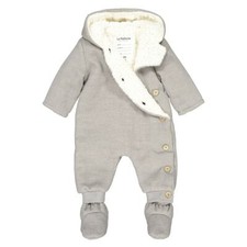 LA REDOUTE Baby Boys Girls Hooded Grey Snowsuit 3-6 Months Borg Lined RRP £38