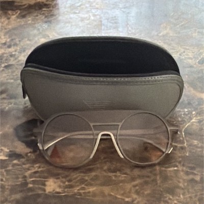 Armani Men s Aviator Sunglasses Silver Metal Frame Brown Tinted Lenses