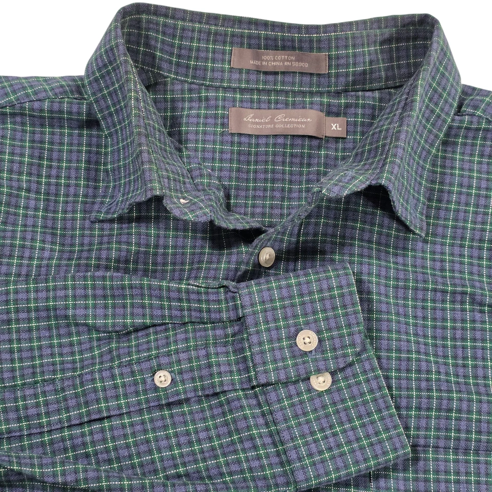 Daniel Cremieux Button Up Top Mens Green XL Plaid Woven Cotton Classic Western - Image 2 of 4