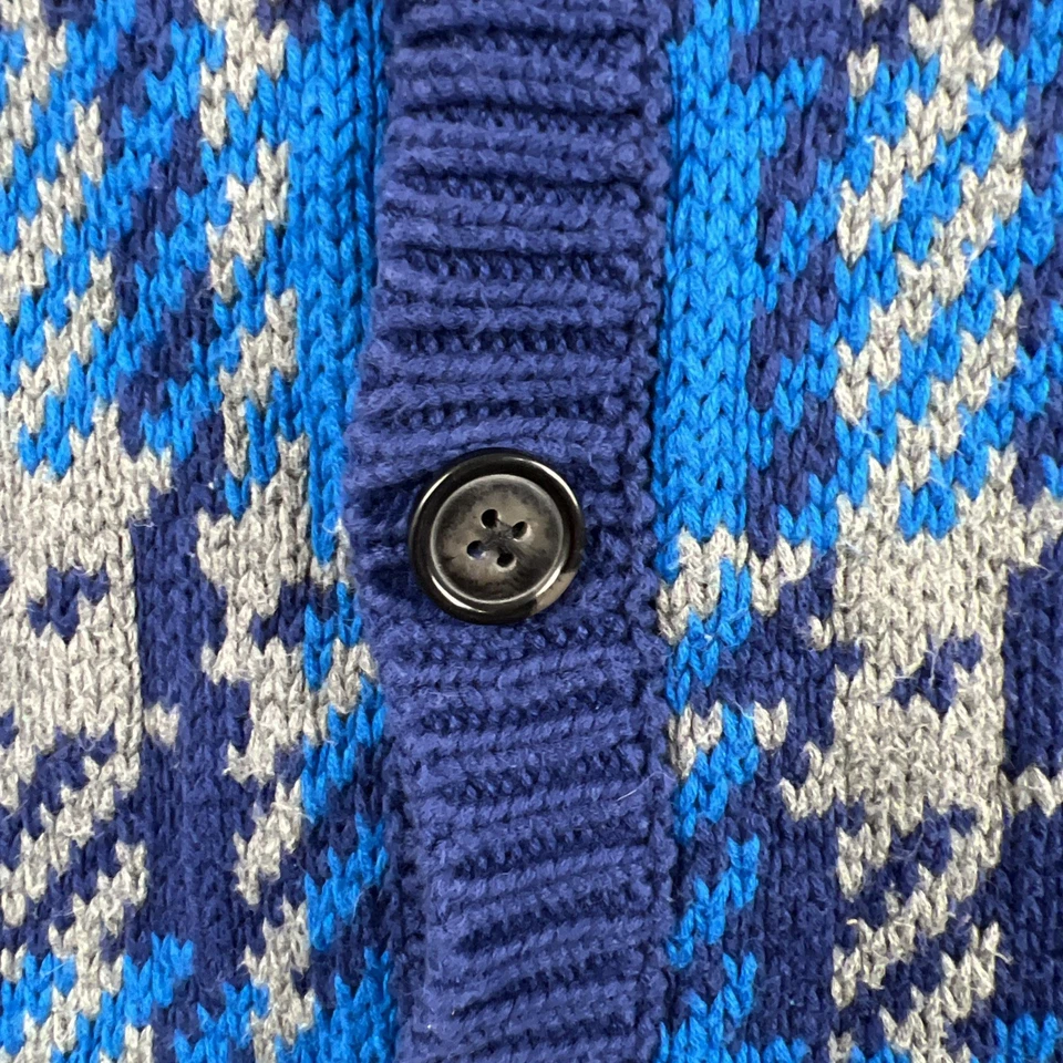 Janie and Jack Sweater Boys Size 6 Cardigan Blue Plaid Cotton Preppy Classic - Image 3 of 4