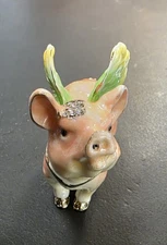 Porcelain Box Pig with Wings Figurine Made In China 3 Tall Vintage Collectible