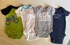 Lot of 4 Infant Boys Clothes 0-3Mos Bodysuits Garanimals Carters