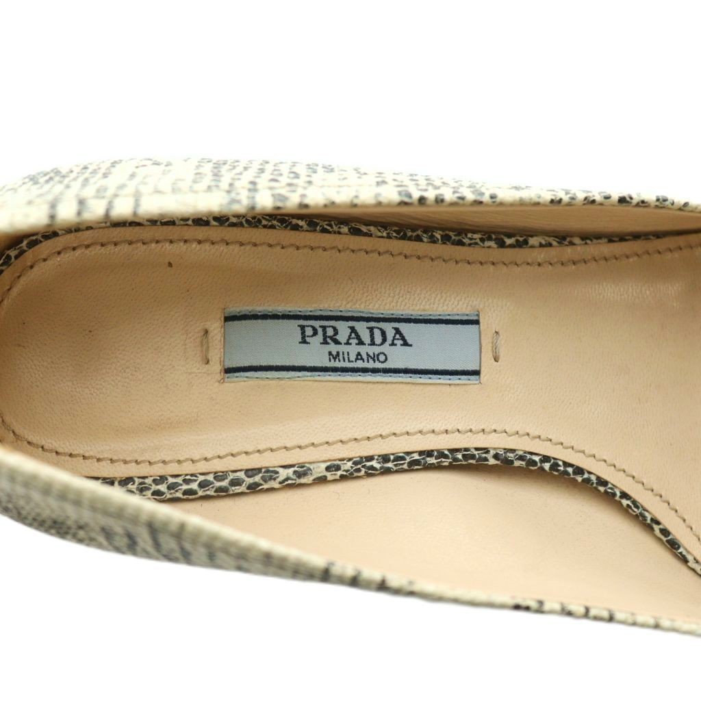 Prada Pumps Python Embossed Ribbon Off-White Blac… - image 7